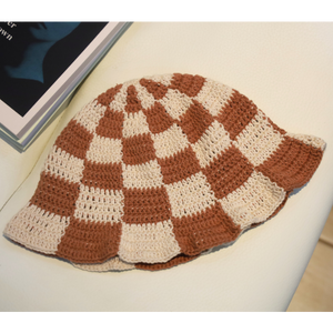 Lilim Crochet Checkered Bucket Hat - image