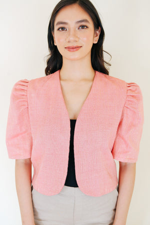 HANDWOVEN FILIPINIANA BOLERO (BABY PINK) - image