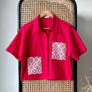 Celeste Top in Red with Red Inabel Pockets - image