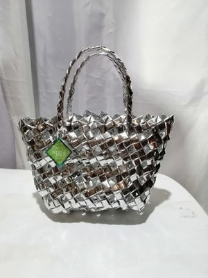 Woven Silver _ Upcycled - BASKET BAG - image