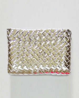 Woven Silver_Upcycled - Cosmetic Pouch, Pencil Case, Coin Purse - image