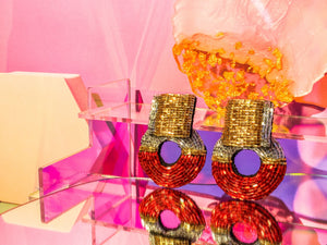 Disco Earrings in Crimson Pulse - image