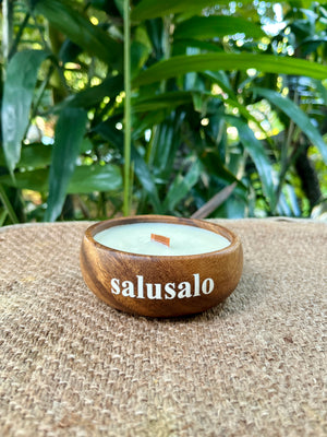 Paskong Pinoy Christmas Candles in Natural Acacia Wooden Bowls 125g - image