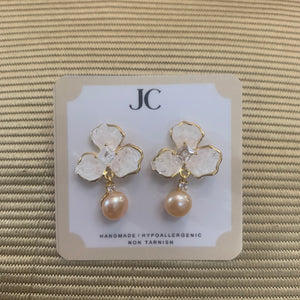 Floral Gem Freshwater Pearl Earrings - image