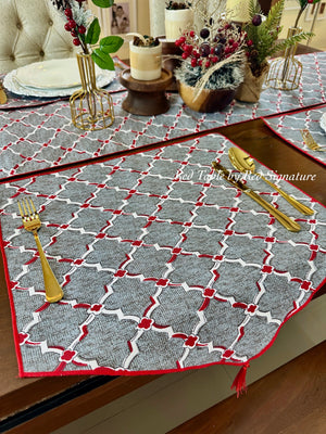 Pentagon Placemats with Tassels - Elegant Table Mats for Dining, Parties, Decor (Set of 6) - image