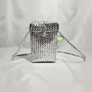 Woven Silver _ Upcycled - Slim Sling Bag - image