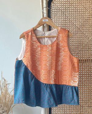 Bahati Top in Orange / Aqua - image