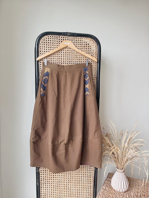 Becca Skirt in Pecan Brown with Mustard Inabel - image