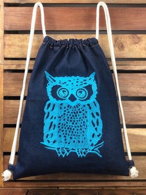 Owl on Dark Denim Backpack - image