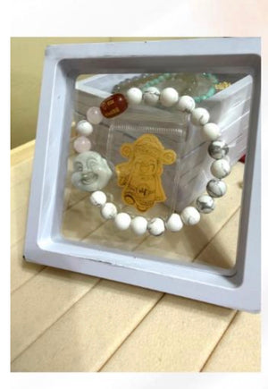 WHITE HOWLITE WITH TAI SUI, AND BUDDHA HEAD - image