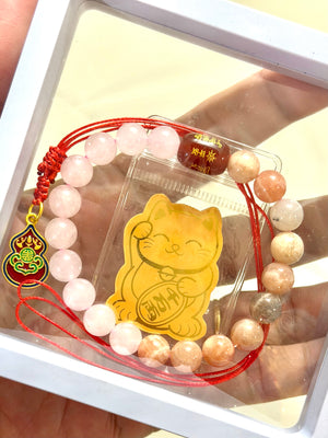 ROSE QUARTZ & SUN STONE WITH TAI SUI - image