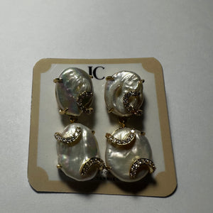 Freshwater Pearl Earrings Drop Coin 036 - image