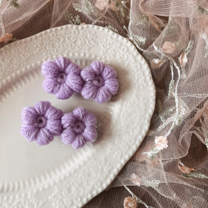 Twin Puff Flower Crochet Clip - image