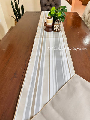 Premium Reversible Table Runner FOR 6 SEATER 12x83 inches | Dual Design, Elegant Lined, Multi-Size Dining Décor - image