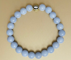 AQUAMARINE WITH EVEIL EYE BRACELET - image