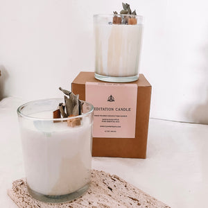 Meditation Candle with Sage Palo Santo Clear Quartz - image