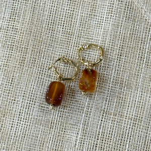 Elena Gold Hoop with Stone Dangling - image