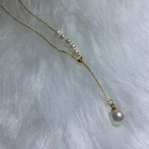 White Freshwater Pearl Chain Necklace - image