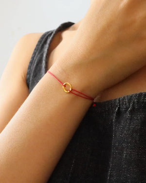 Infinity Red Line Bracelet 18k Gold Plating With Red Luck Silk Chain - image