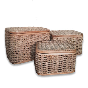 Buri Storage Basket Organizer/ Shelf Organizer Container Bins Basket with Cloth - image