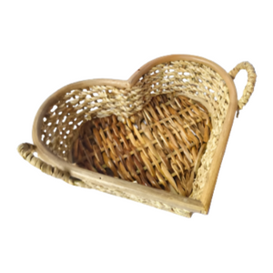Heart Shaped Buri Rattan Basket for Valentines - image
