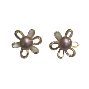 6 Dark Floral Freshwater Pearl Earrings - image