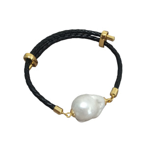 RED baroque leather bracelet - image