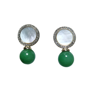 Burmese jade MOP ROUND EARRINGS - image