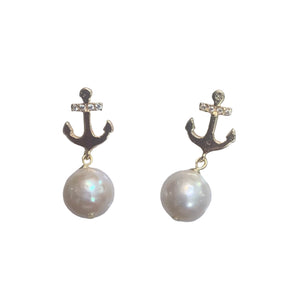 Dangling Sailor Freshwater Pearl Earrings - image