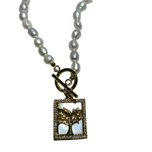 FRESHWATER pearl Y necklace with MOP PENDANT8 - image