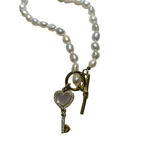 FRESHWATER pearl Y necklace with MOP PENDANT 10 - image