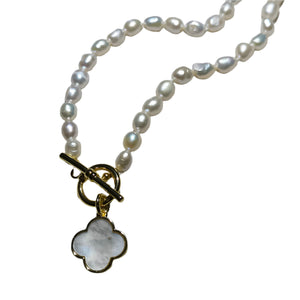 FRESHWATER pearl Y necklace with MOP PENDANT 11 - image