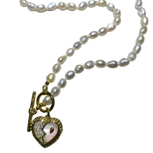 FRESHWATER pearl Y necklace with MOP PENDANT 12 - image