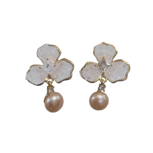 Floral Gem Freshwater Pearl Earrings - image
