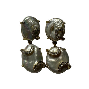 Freshwater Pearl Earrings Drop Coin 036 - image