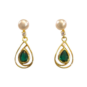 GREEN GEMSTONE EARRINGS - image