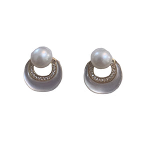 Moon Freshwater Pearl Earrings - image