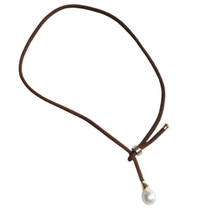 Necklace Silk PEARL choco - image