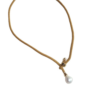 Necklace Silk PEARL mustard - image