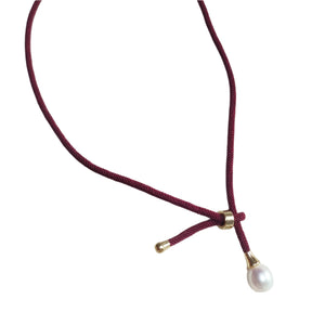 Necklace Silk PEARL red wine - image