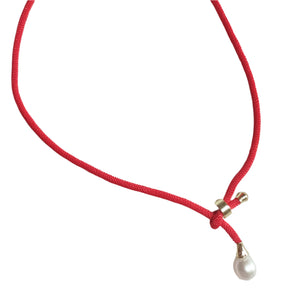 Necklace Silk pearl red - image