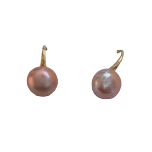 Pink spoon  freshwater pearl earrings - image
