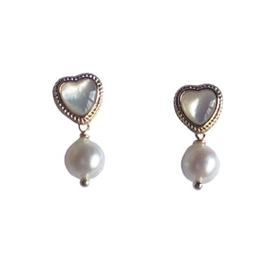 Saltwater Pearl Earrings  Petit Heart - image