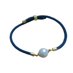 Silk pearl Bracelet blue - image