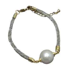 Silver mesh Pearl bracelet - image