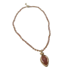 Strawberry quartz  Drop    Necklace - image