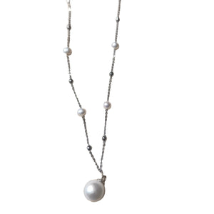 White Drop white Chain Necklace - image