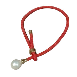 Y bracelet Red silk pearl - image