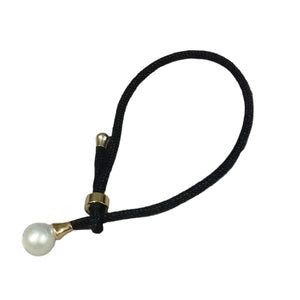 Y bracelet black silk pearl - image