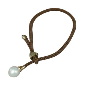 Y bracelet brown silk pearl - image